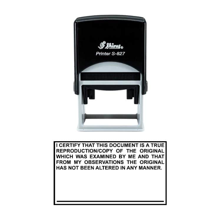 Shiny S-827 Ready Made Stamp I Certify Block
