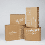 White printed kraft bioxes