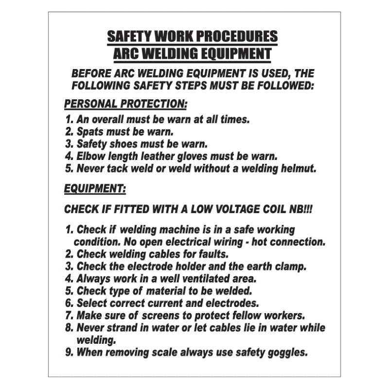 Arc Welding S.W.P Sign