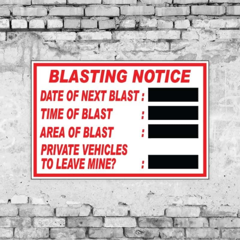 Blasting Notice Sign