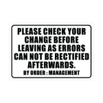 Check Your Change Sign