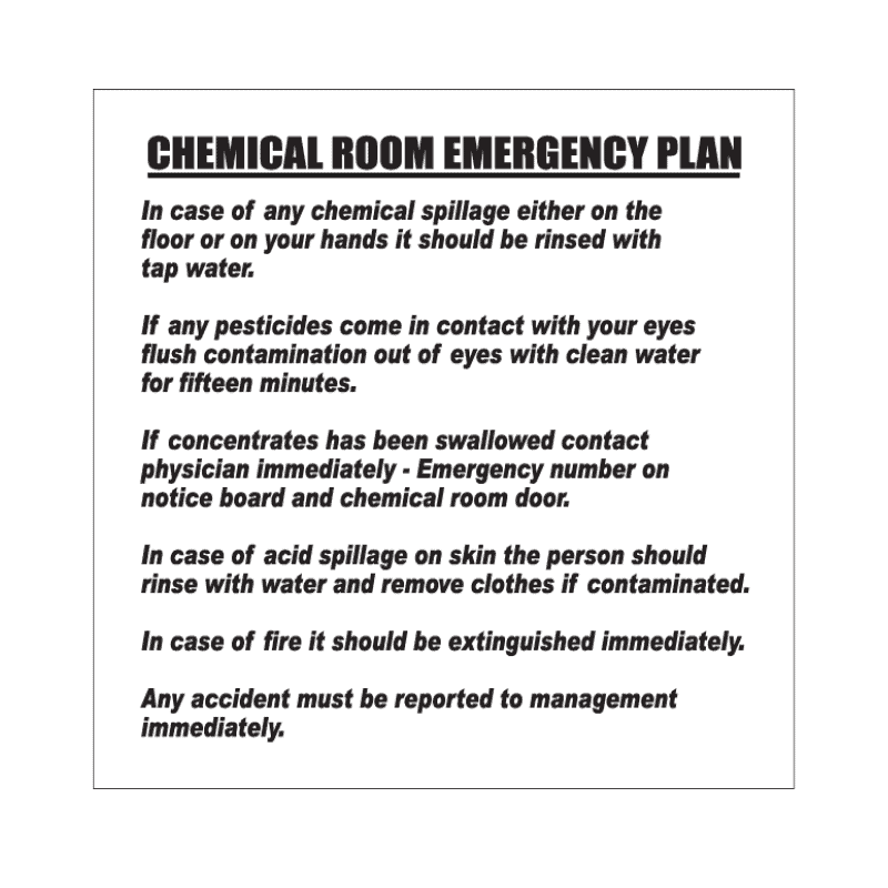 Chemical Room Plan Sign