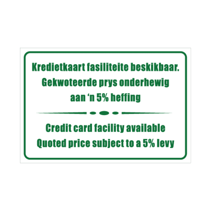 Credit Card Facilities Sign