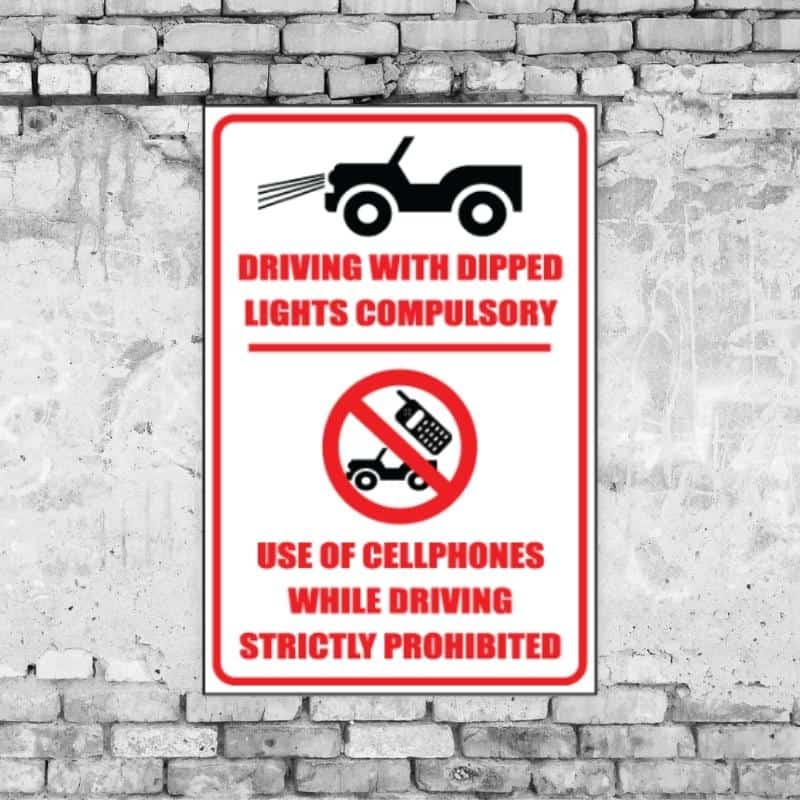 Dipped Lights No Cellphone Sign