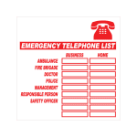 Emergency Phone List Sign