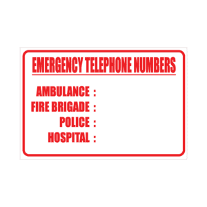 Emergency Phone Numbers Sign