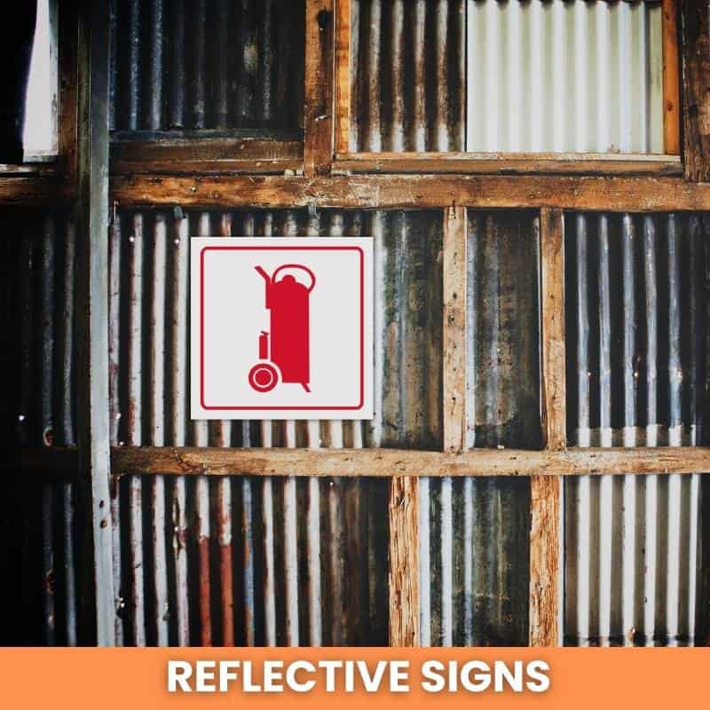 Fire Trolley reflective safety sign (FB14REF)