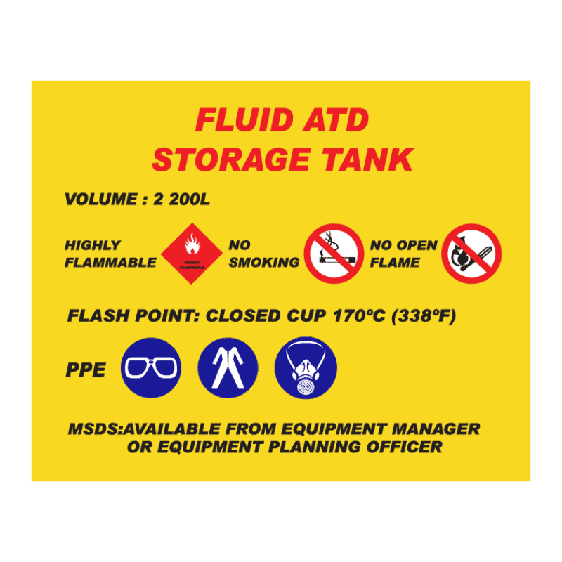Fluid ATD Storage Tank Sign