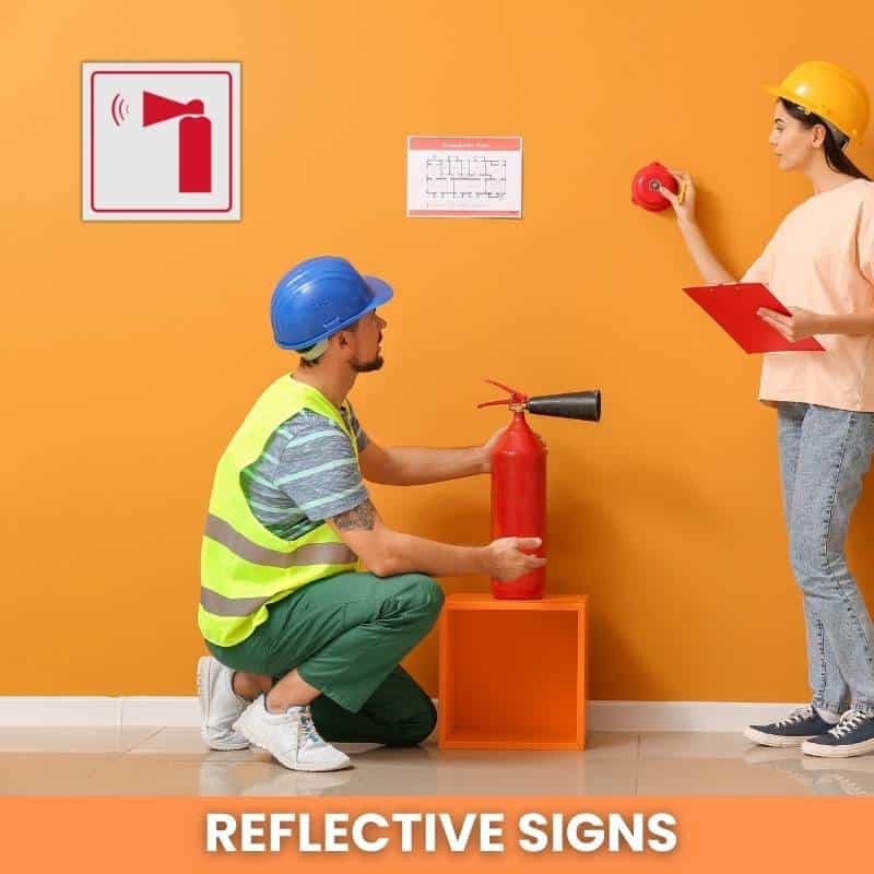 Hand held Alarm reflective safety sign (FB13REF)