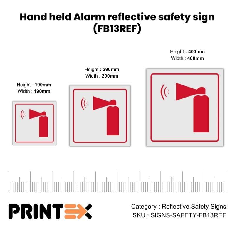 Hand held Alarm reflective safety sign (FB13REF)