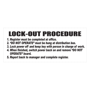 Lock-Out procedure Sign