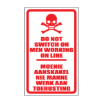 Men Working On Line Sign