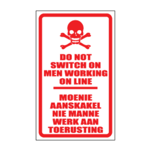 Men Working On Line Sign