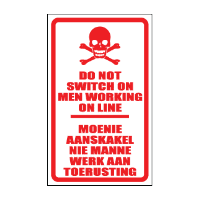 Men Working On Line Sign