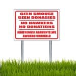 No Donations Sign