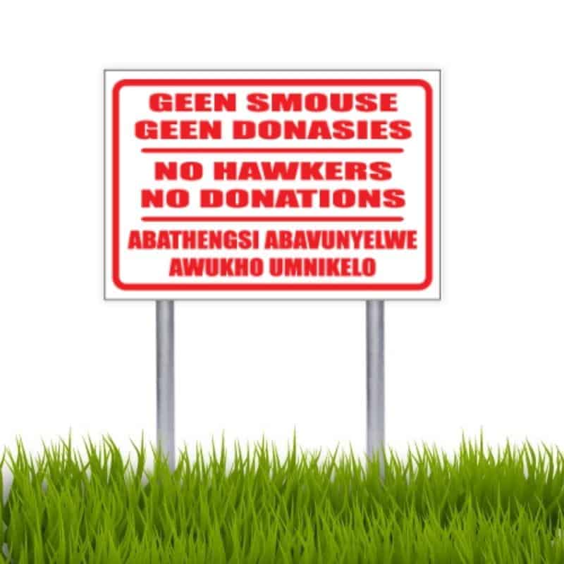 No Donations Sign
