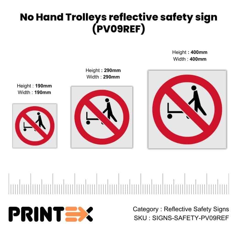 No Hand Trolleys reflective safety sign (PV09REF)