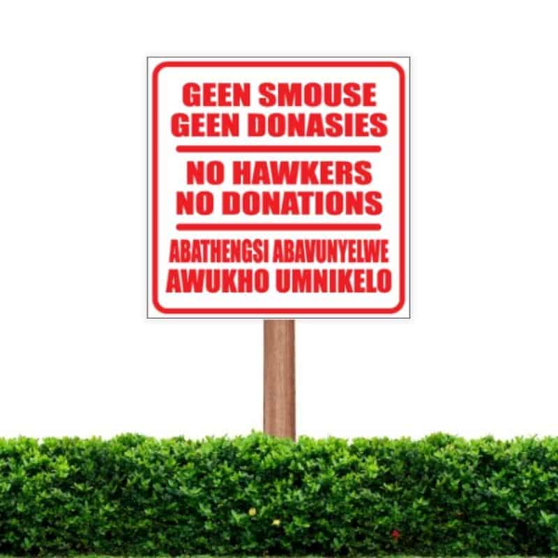 No Hawkers Sign