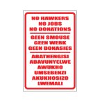 No Hawkers / Jobs / Donations Sign