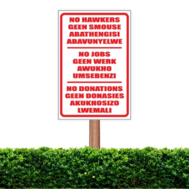 No Jobs Hawkers Multilingual Sign