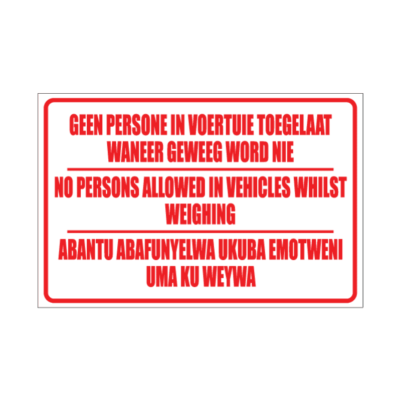 No Person In Vehicle Sign