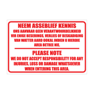 Notice No Responsibility Sign