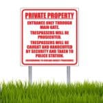 Private property main Gate Sign