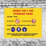 RUBIA Tir 7 400 Storage Tank Sign