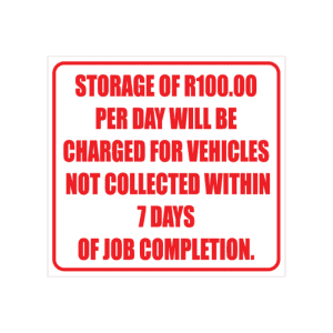 Storage Charges Sign