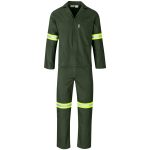 OLIVE Acid Resistant Polycotton Conti Suit - Reflective Arm & Legs - Yellow Tape