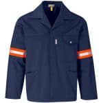 NAVY Site Premium Polycotton Jacket - Reflective Arms & Back - Orange Tape