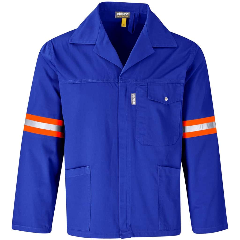 ROYAL BLUE Artisan Premium 100% Cotton Jacket - Reflective Arms & Back - Orange Tape