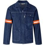 BLUE Cast Premium 100% Cotton Denim Jacket - Reflective Arms & Back - Orange Tape