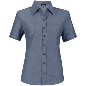 NAVY Ladies Short Sleeve Oxford Shirt - Navy