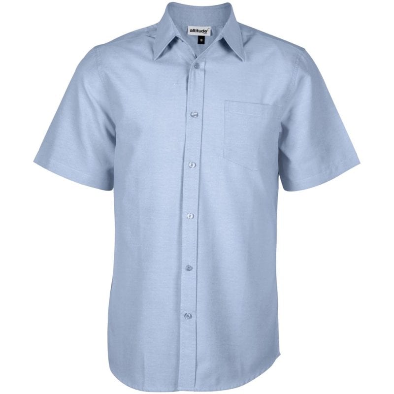 LIGHT BLUE Mens Short Sleeve Oxford Shirt - Light Blue