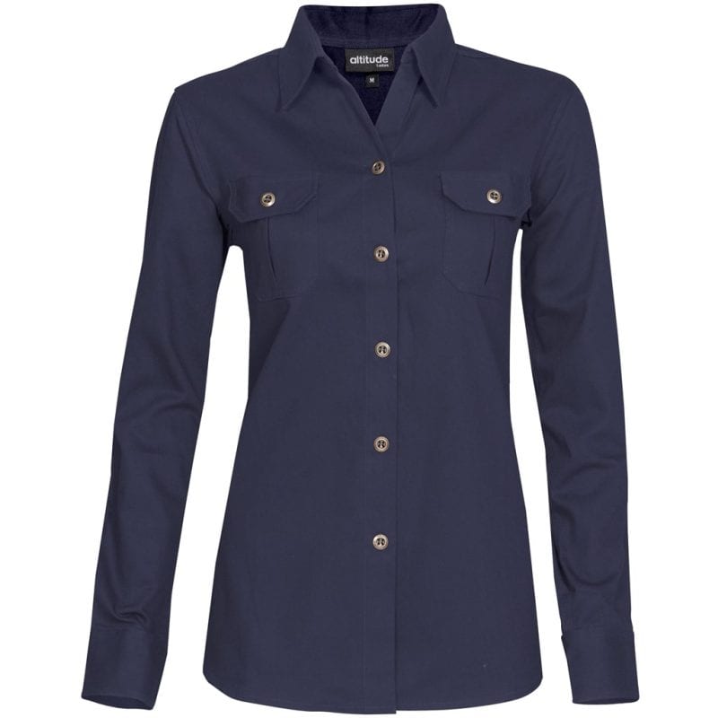NAVY Ladies Long Sleeve Oryx Bush Shirt - Navy