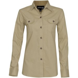 STONE Ladies Long Sleeve Oryx Bush Shirt - Stone