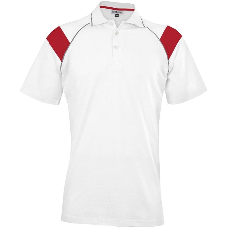 WHITE RED Mens Score Golf Shirt - White Red