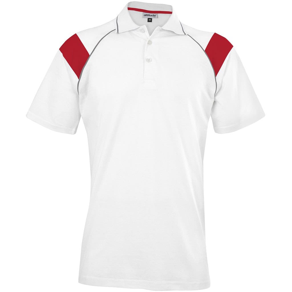 WHITE RED Mens Score Golf Shirt - White Red
