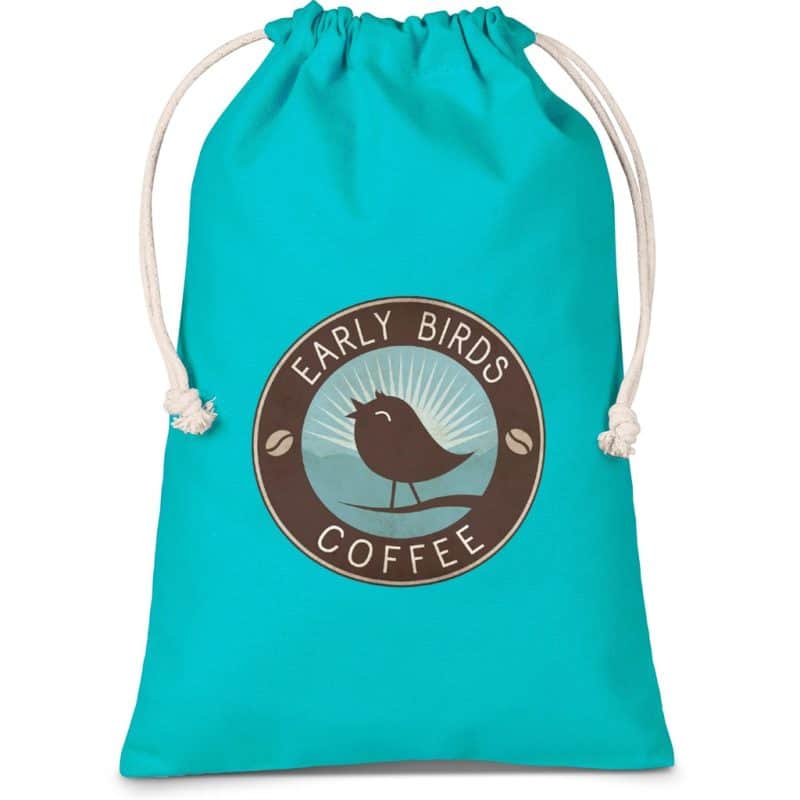 TURQUOISE Allsorts Midi Cotton Drawstring Pouch - Turquoise