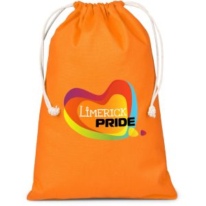 ORANGE Allsorts Maxi Cotton Drawstring Pouch - Orange