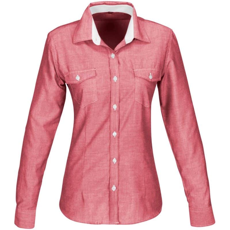 RED Ladies Long Sleeve Windsor Shirt - Red