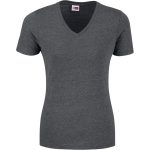 DARK GREY Ladies Michigan Melange V-Neck T-Shirt
