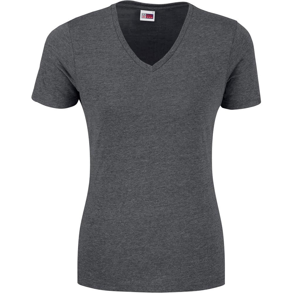 DARK GREY Ladies Michigan Melange V-Neck T-Shirt
