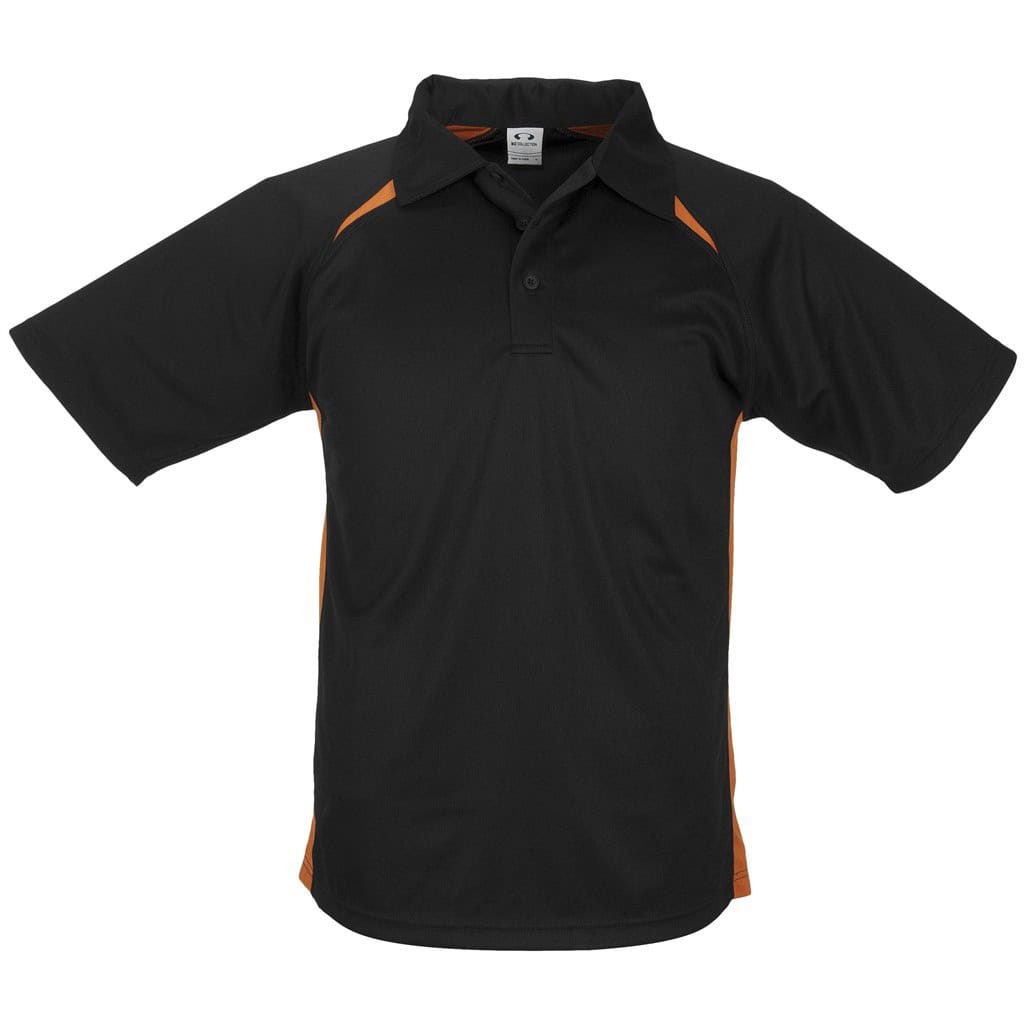 BLACK ORANGE Kids Splice Golf Shirt - Black Orange