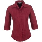 RED Ladies 3/4 Sleeve Manhattan Striped Shirt - Red