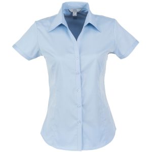 LIGHT BLUE Ladies Short Sleeve Metro Shirt - Light Blue