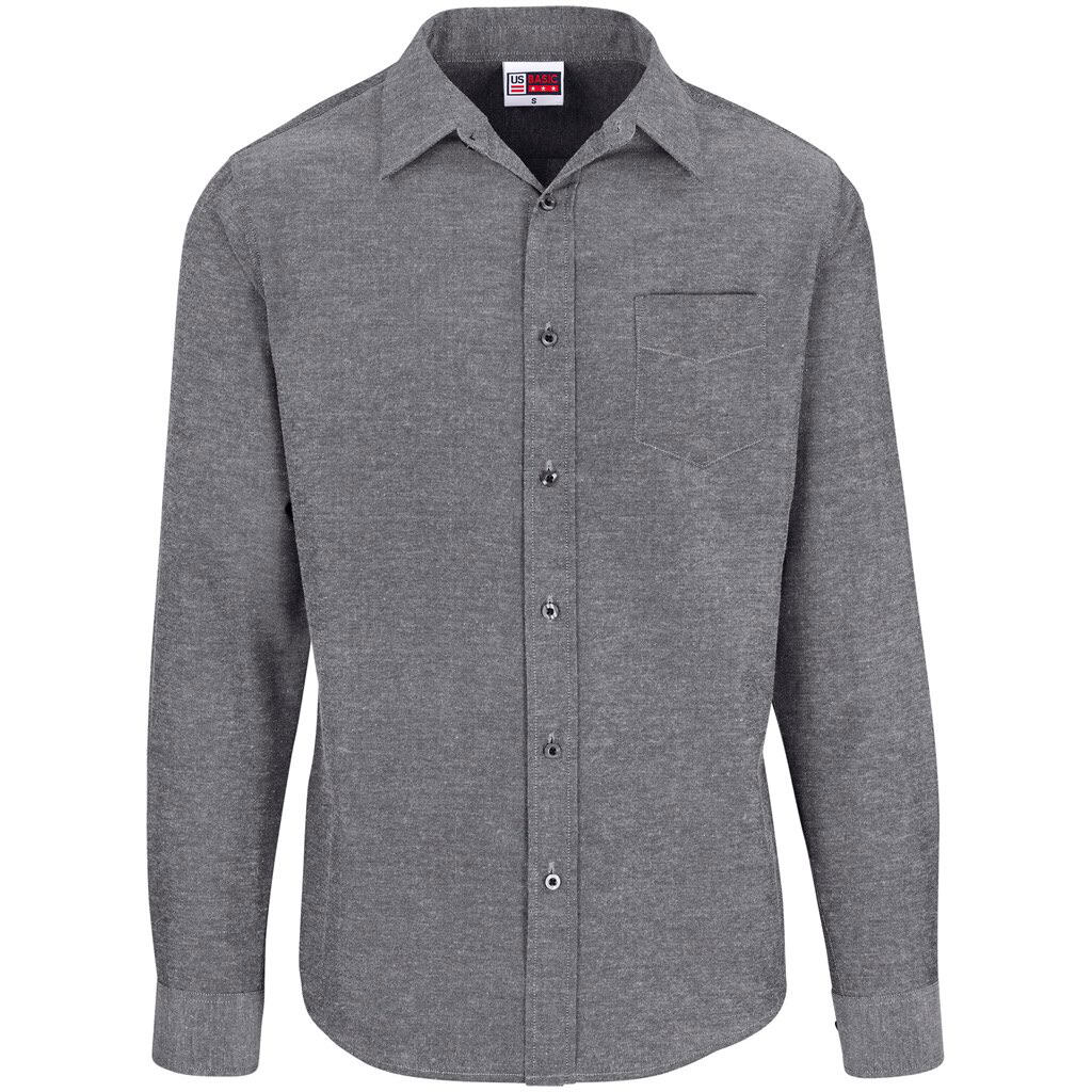 DARK GREY Mens Long Sleeve Oxford Shirt