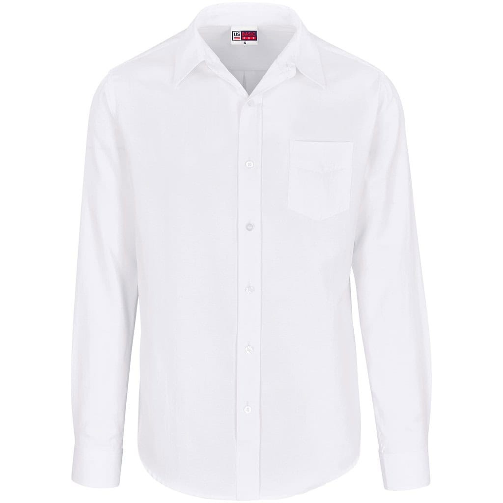 WHITE Mens Long Sleeve Oxford Shirt