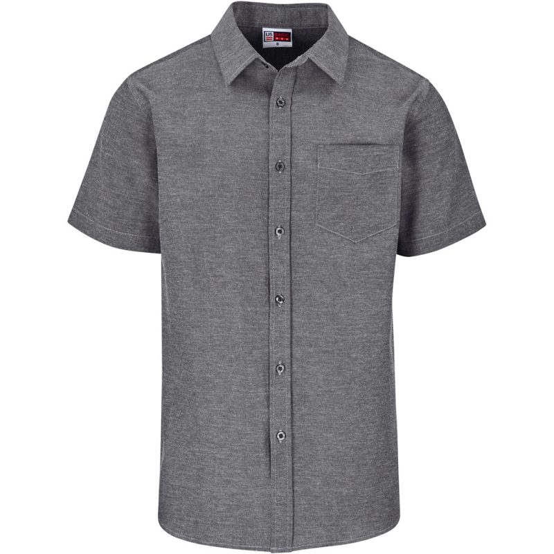 DARK GREY Mens Short Sleeve Oxford Shirt